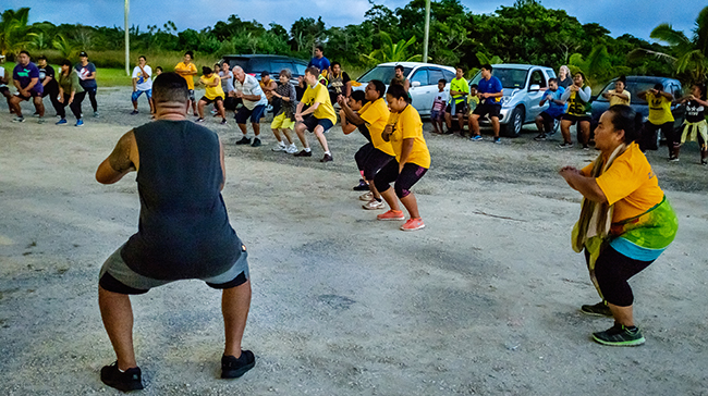 Niue group exercising.